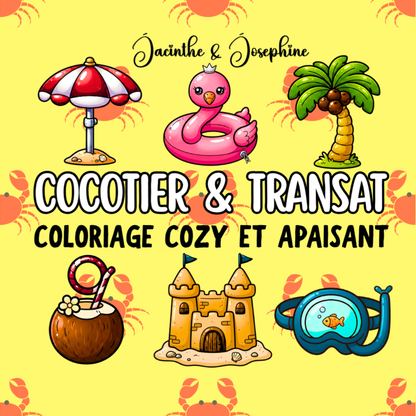 Cocotier & Transat : Coloriage cozy et apaisant